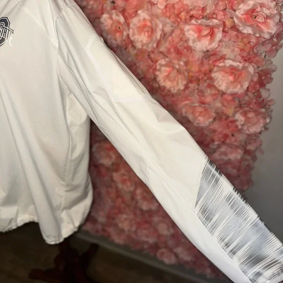 Nike (Medium) White//Grey Ohio State 3/4 Zip Up Pullover with Drawstring Waist - Picture 5 of 15